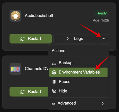 Setting environment variables in ElfBot