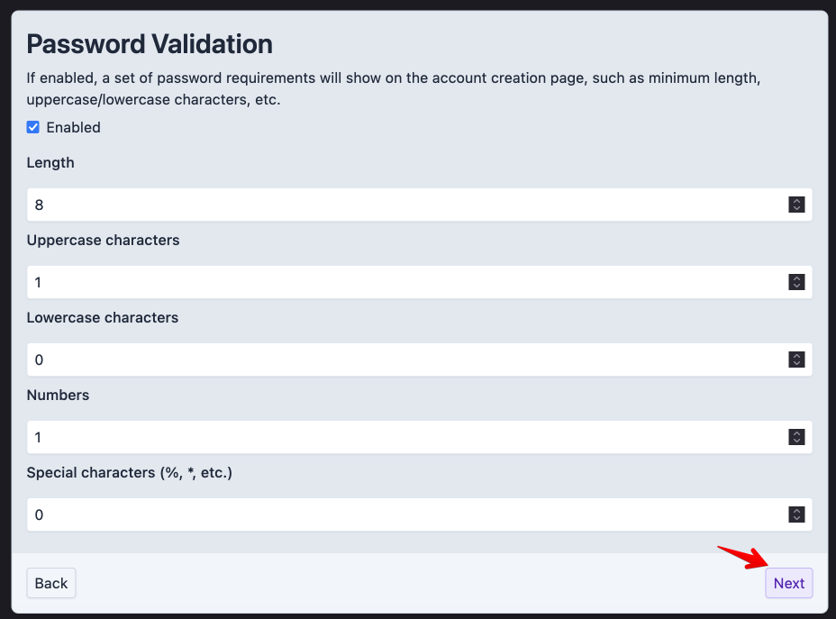 Jellyfin Accounts - Password Validation Setup