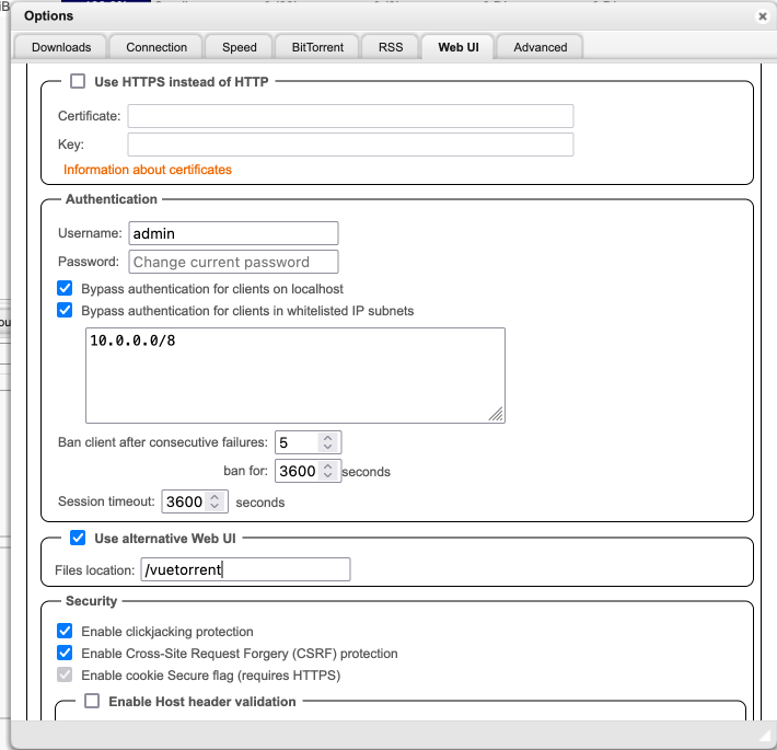 Set alternative WebUI in qBittorrent