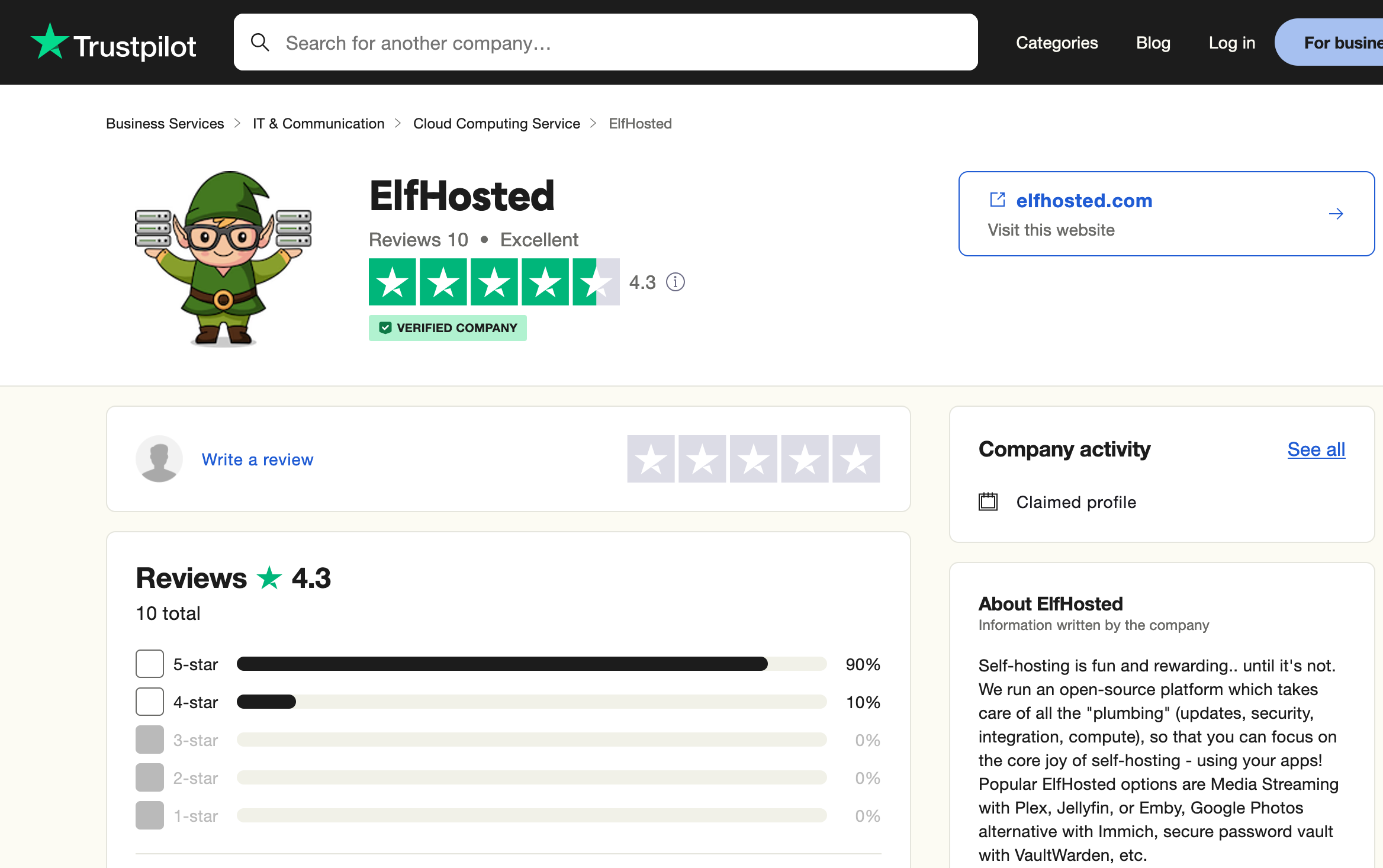 TrustPilot screenshot