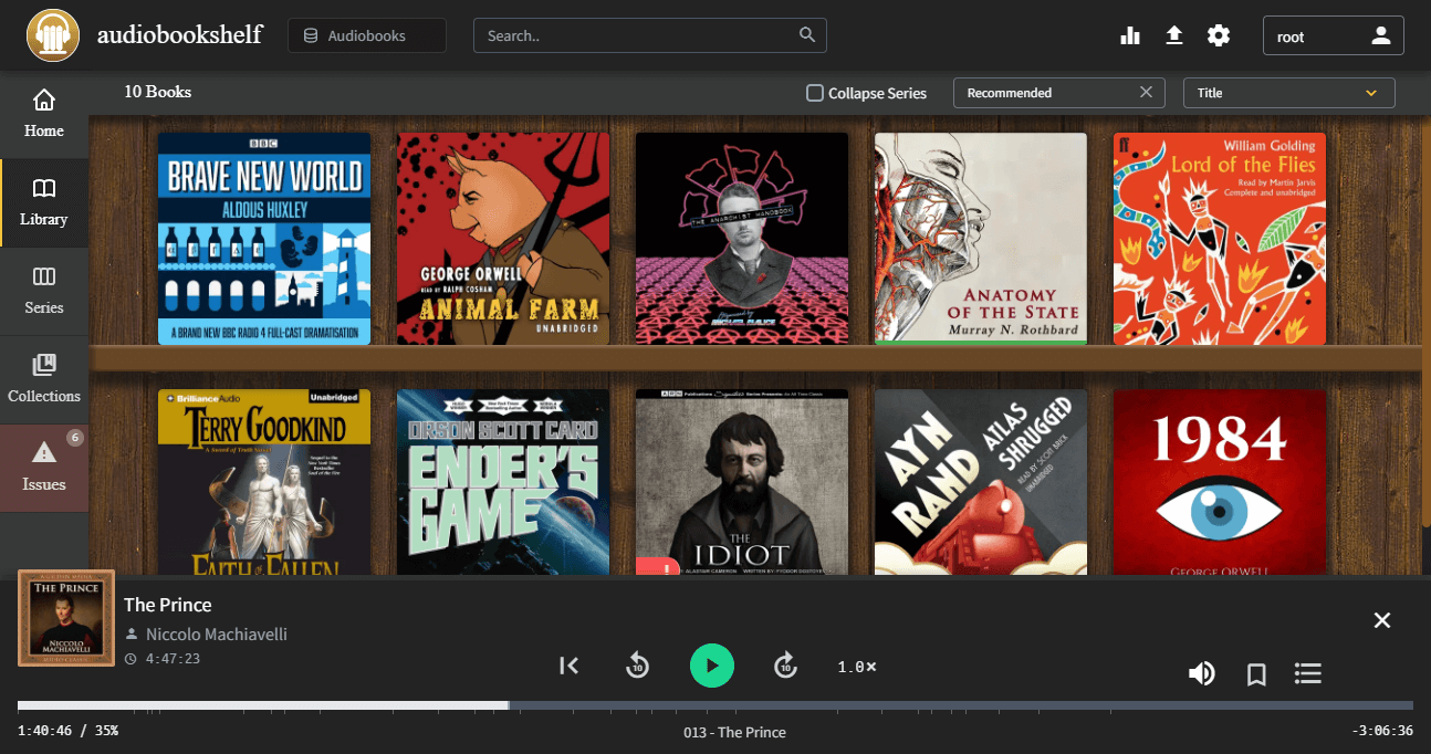 Screenshot of Audiobookshelf