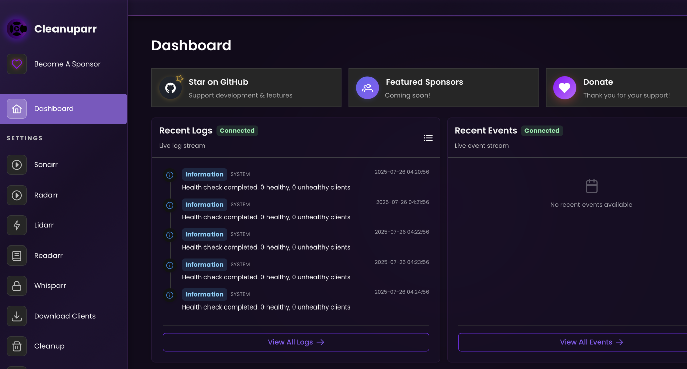 Screenshot of Cleanuparr