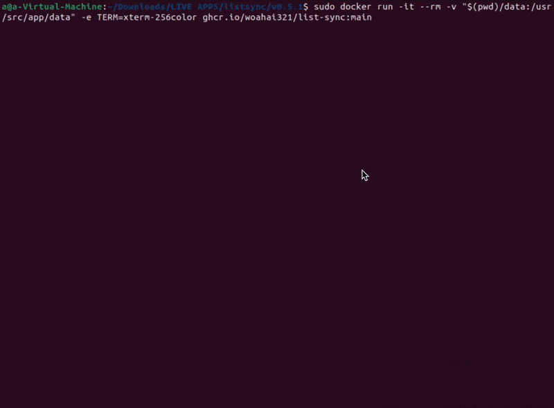 Screenshot of List-Sync
