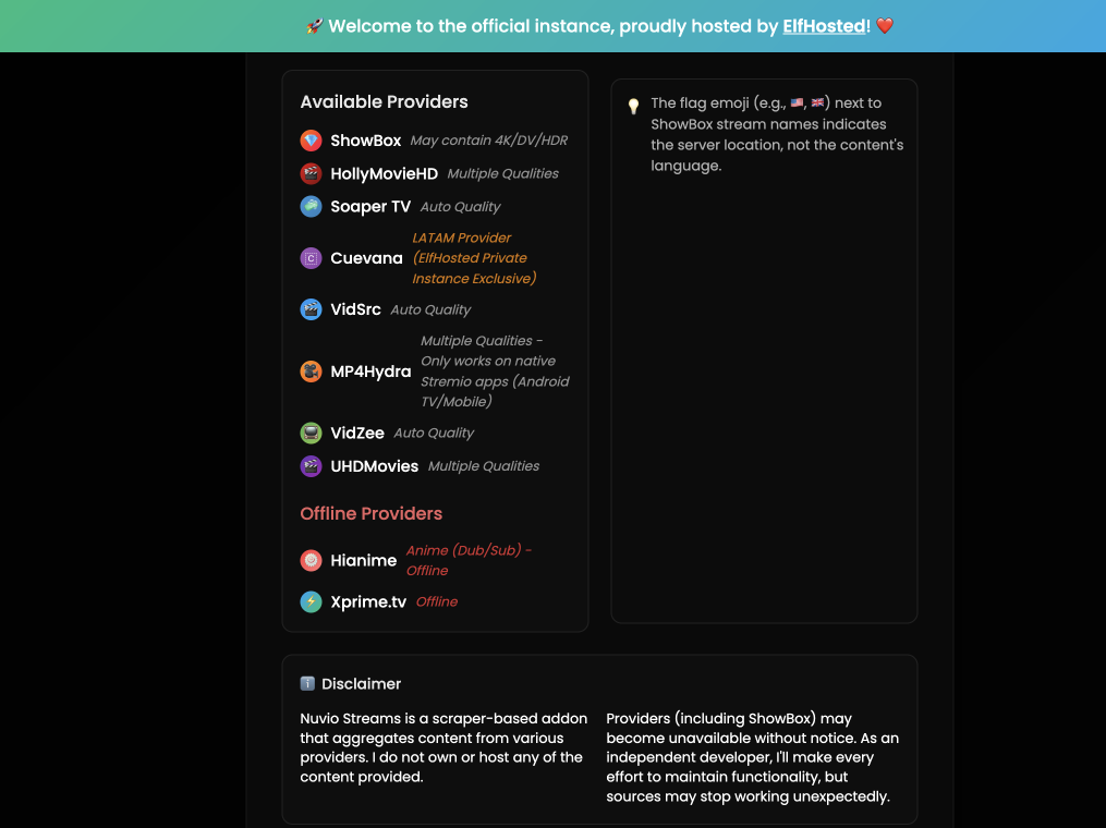 Screenshot of NuvioStreams