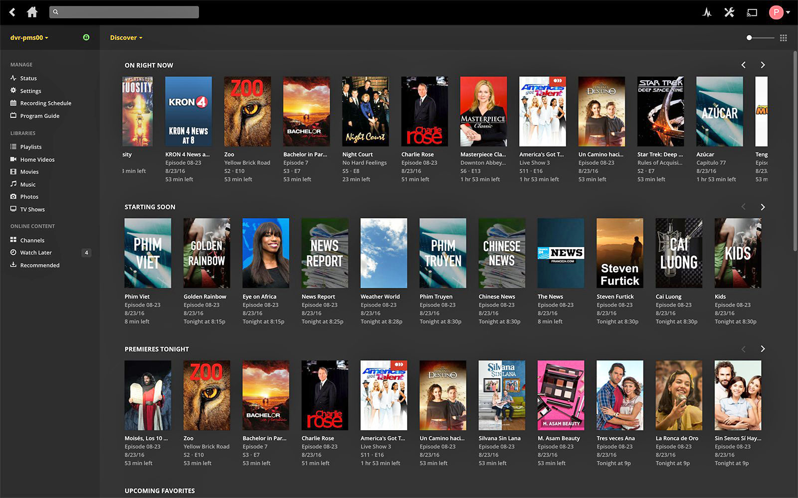 Screenshot of Plex