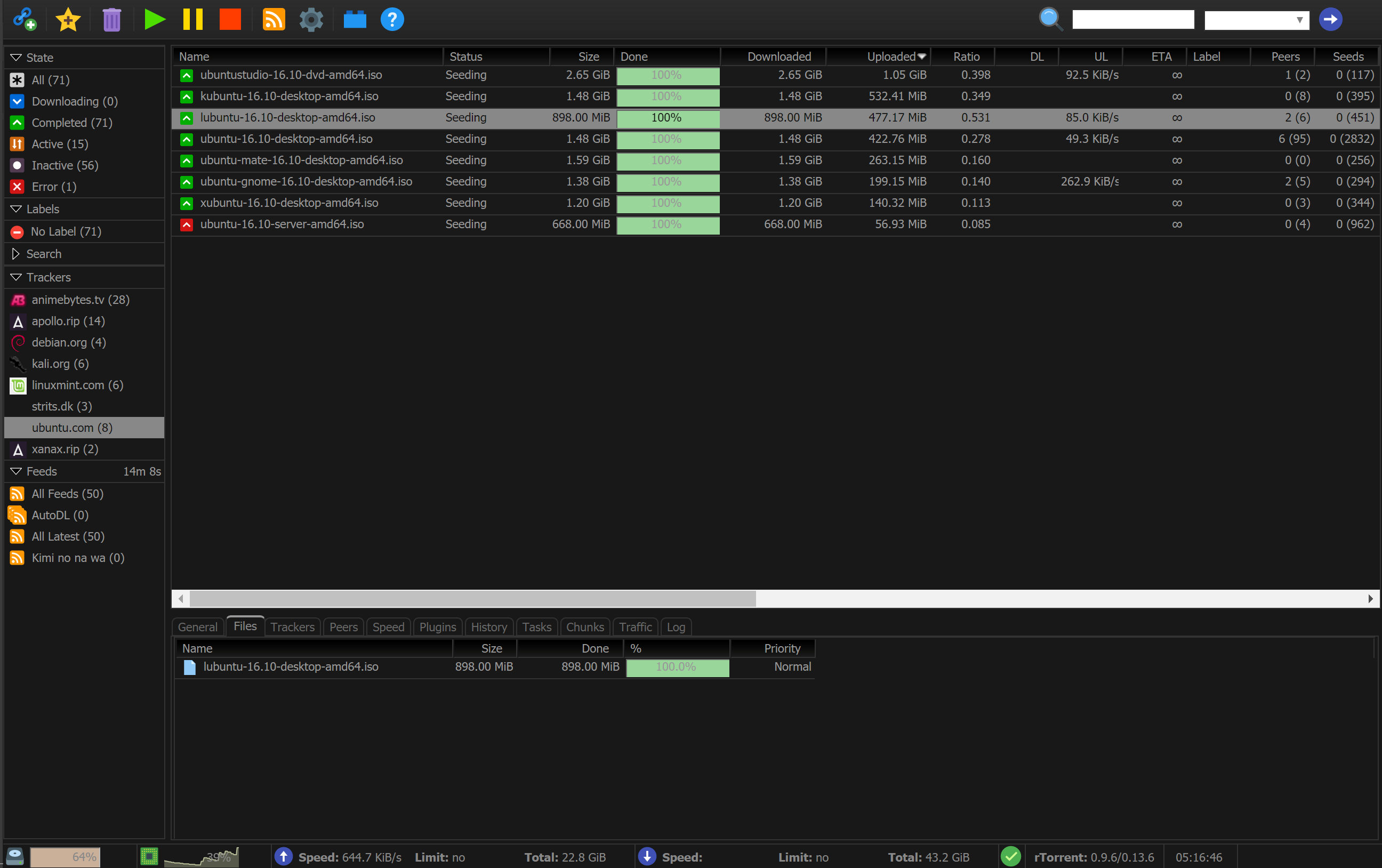 Screenshot of ruTorrent