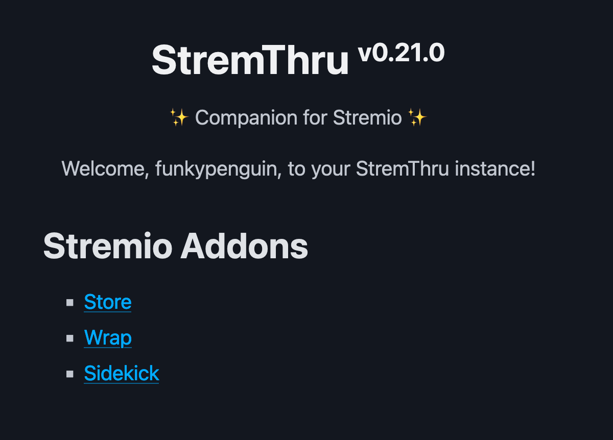 Screenshot of StremThru